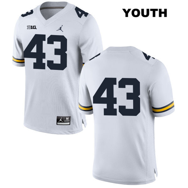 Youth NCAA Michigan Wolverines Jake McCurry #43 No Name White Jordan Brand Authentic Stitched Football College Jersey RS25C52FW